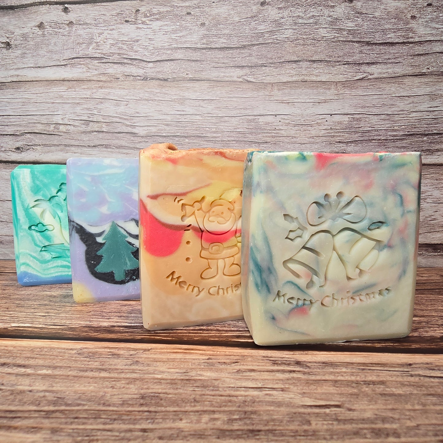 Pre Order - Winter Soap Handcrafted Festive Soap with Mistletoe Spice Fragrance and Pine Tree Design 130g for Cold Weather Seasonal Use