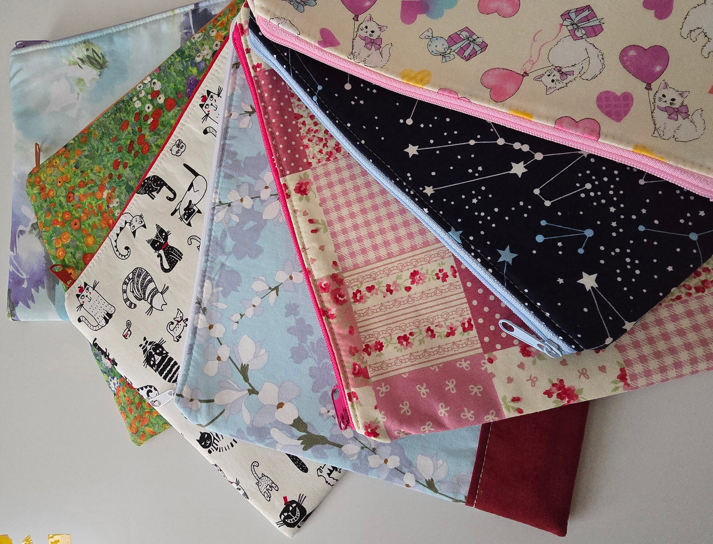 Gustav Klimt Floral Garden pattern fabric makeup bag, toiletries bag, cosmetic bag, make up bag - made in the UK, handcrafted cosmetic bag