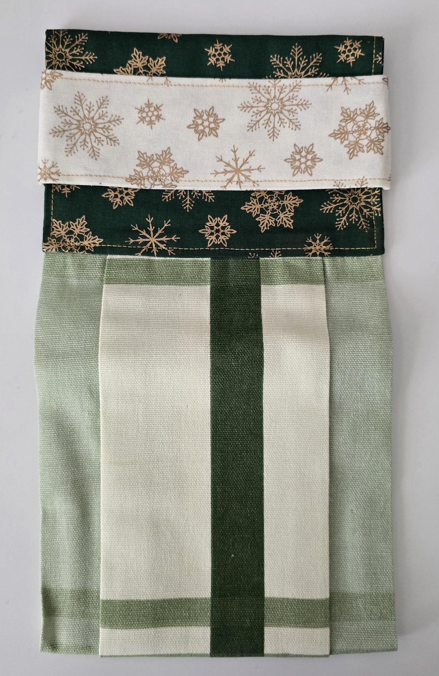 Green Christmas Hanging Hand Towel, Floral Cotton Kitchen Decor