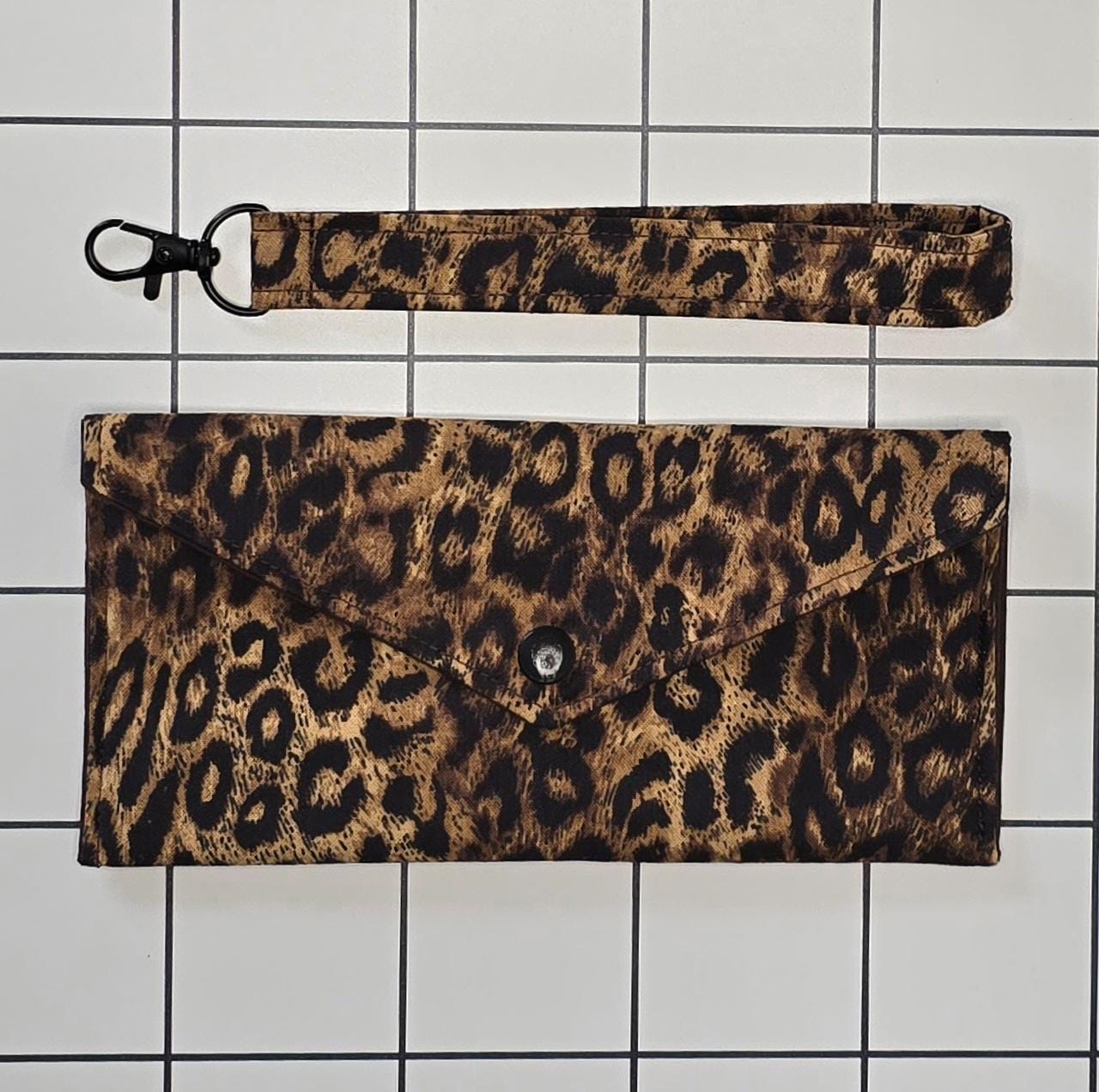 Animal Print Fabric Wristlet Keychain - Handmade in UK