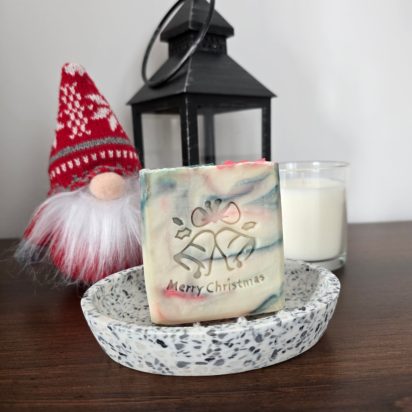 Pre Order - Holly Christmas Handcrafted Natural Soap with Festive Design and Merry Christmas Embossment Ricinus Communis Seed Oil 130g Ideal Gift