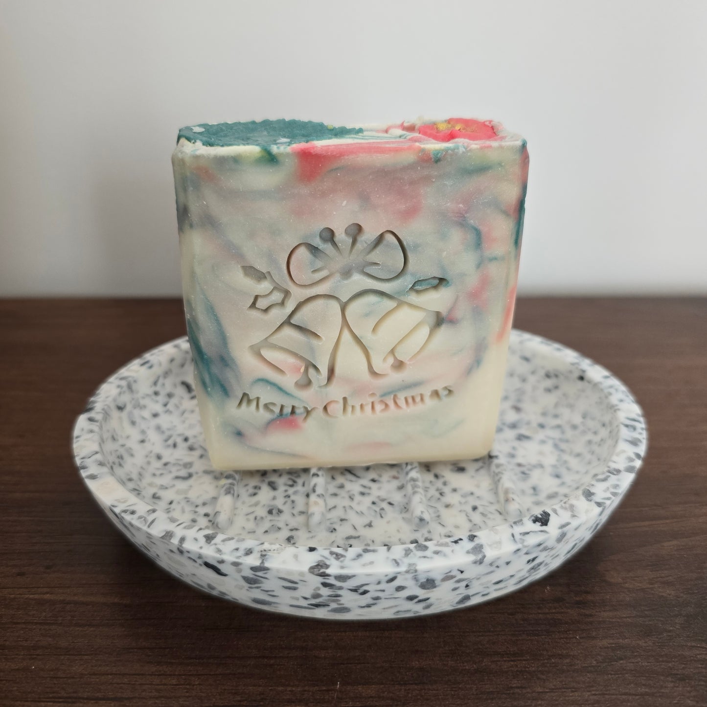 Pre Order - Holly Christmas Handcrafted Natural Soap with Festive Design and Merry Christmas Embossment Ricinus Communis Seed Oil 130g Ideal Gift