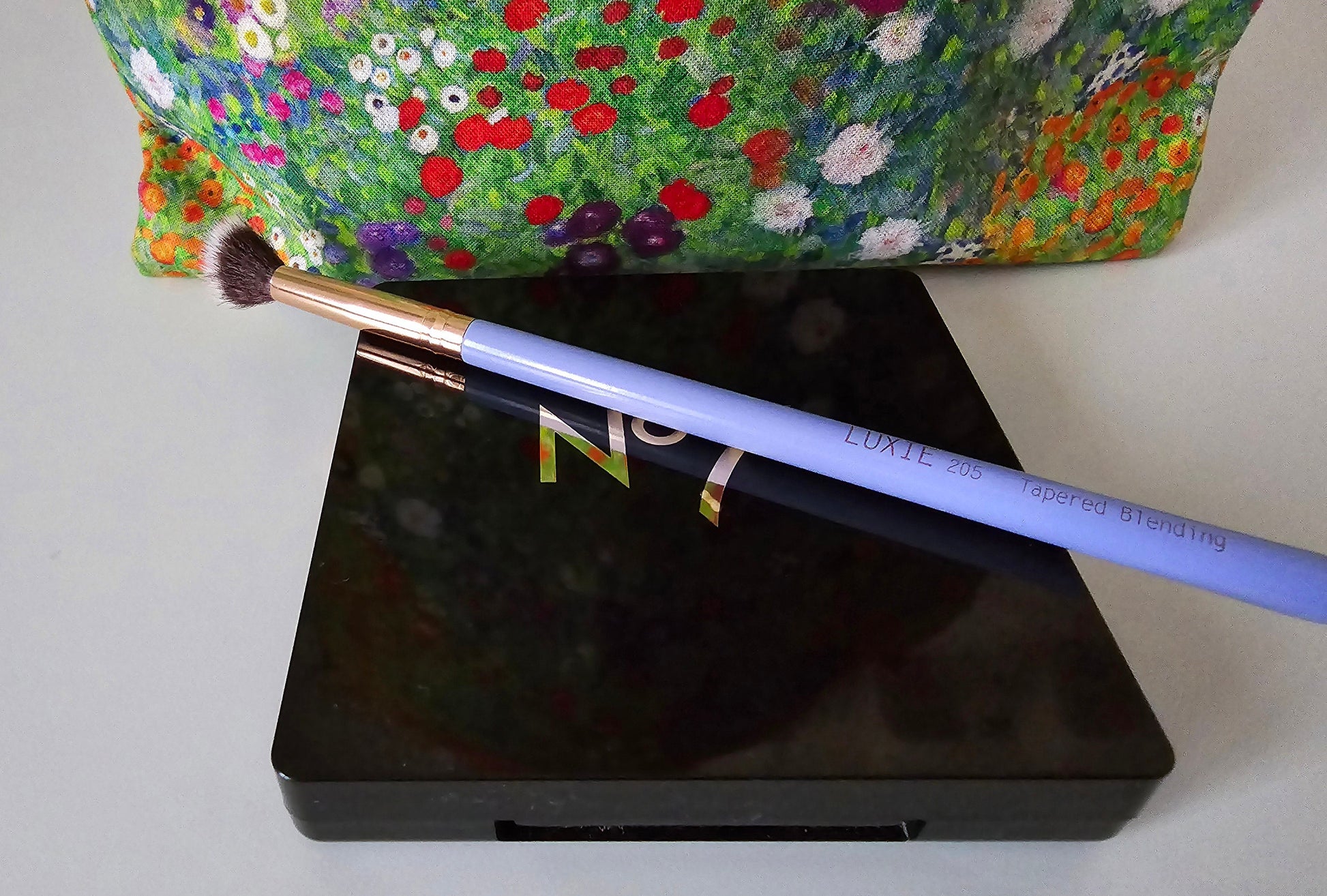 Gustav Klimt Floral Garden pattern fabric makeup bag, toiletries bag, cosmetic bag, make up bag - made in the UK, handcrafted cosmetic bag