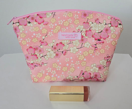Stylish fabric makeup bag, toiletries bag, cosmetic bag, make up bag - made in the UK, handcrafted cosmetic bag Zen Garden