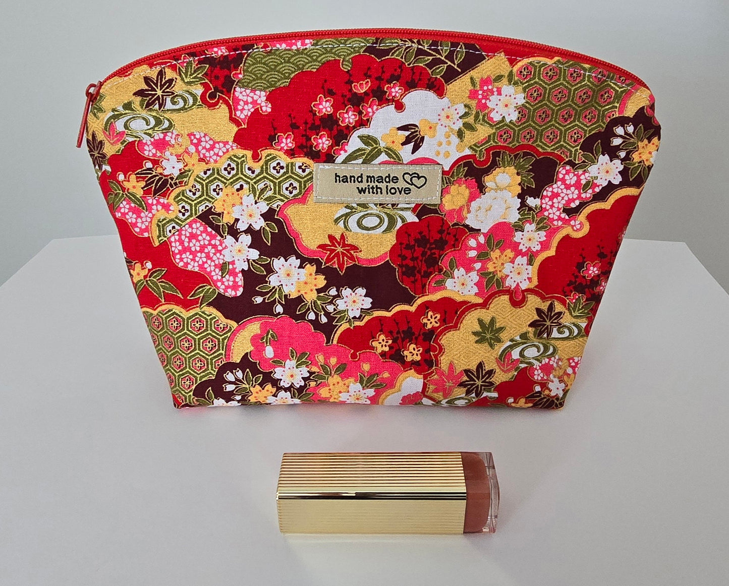 Stylish fabric makeup bag, toiletries bag, cosmetic bag, make up bag - made in the UK, handcrafted cosmetic bag Zen Garden