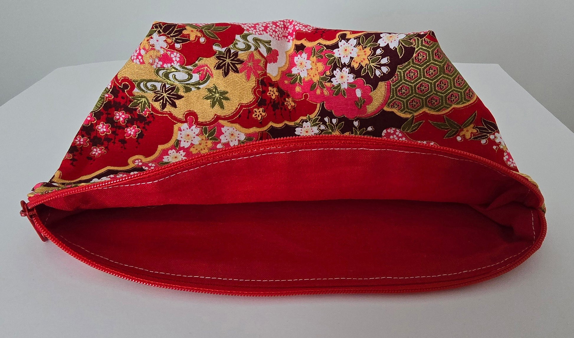Stylish fabric makeup bag, toiletries bag, cosmetic bag, make up bag - made in the UK, handcrafted cosmetic bag Zen Garden