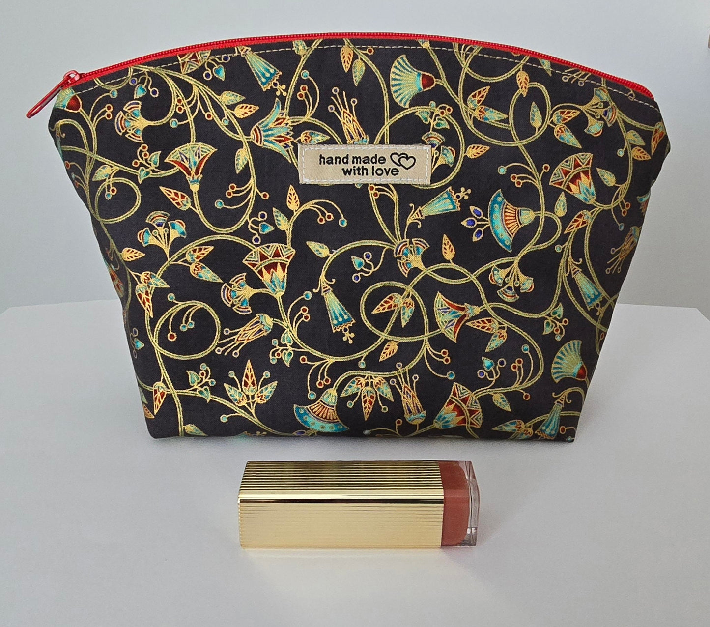 Stylish fabric makeup bag, toiletries bag, cosmetic bag, make up bag - made in the UK, handcrafted cosmetic bag Zen Garden