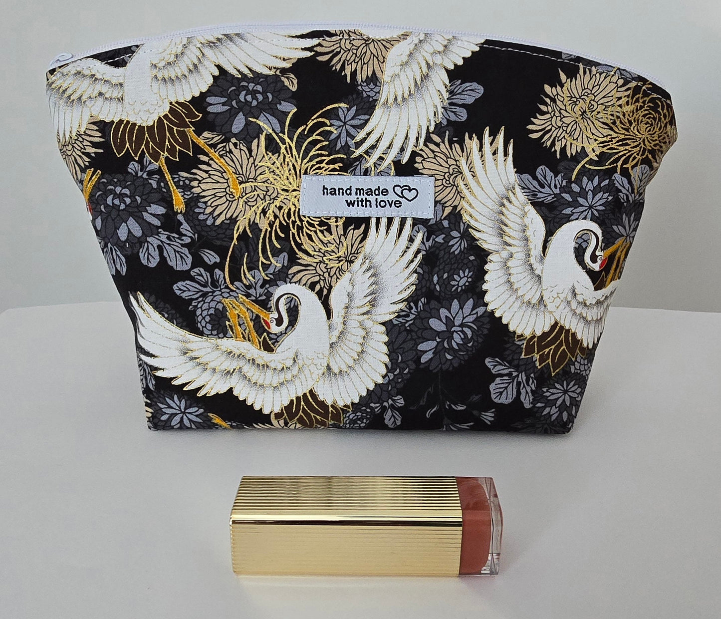 Stylish fabric makeup bag, toiletries bag, cosmetic bag, make up bag - made in the UK, handcrafted cosmetic bag Zen Garden