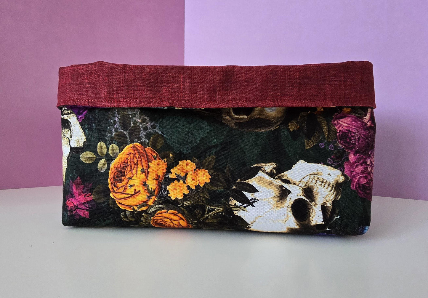 Halloween pattern Fabric Basket with Lining. Bread Basket, Reversible Fabric Basket, Eco-Friendly Organiser, Home Decor