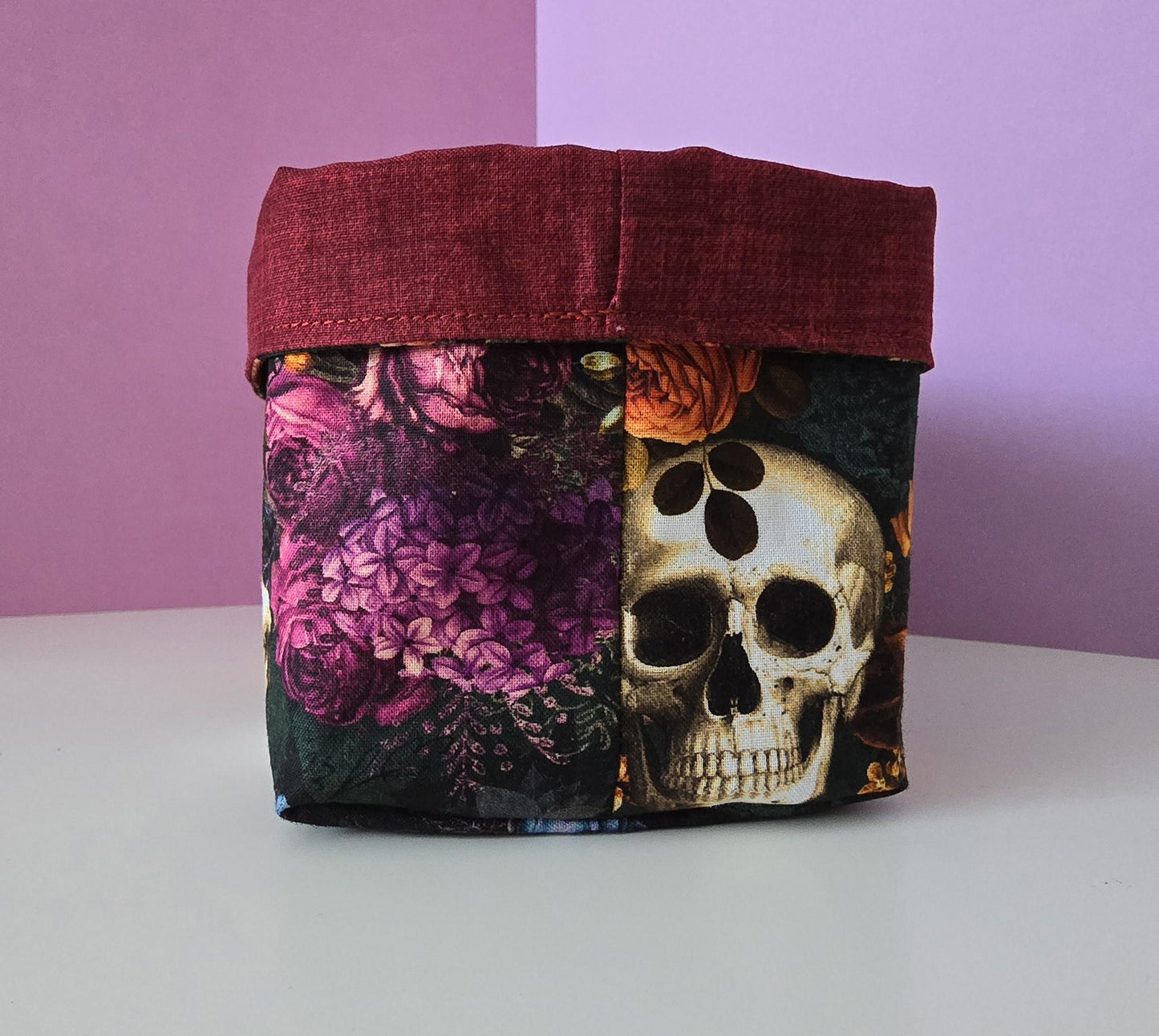 Halloween pattern Fabric Basket with Lining. Bread Basket, Reversible Fabric Basket, Eco-Friendly Organiser, Home Decor