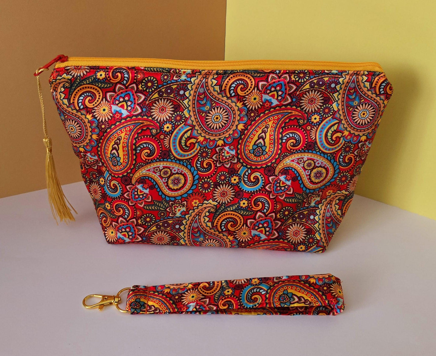 Jaipur Collection - Indian Style fabric makeup bag, toiletries bag, cosmetic bag, make up bag - made in the UK, handcrafted cosmetic bag