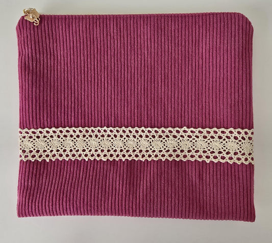 Romantic Style Corduroy fabric makeup bag, toiletries bag, cosmetic bag, make up bag, handcrafted cosmetic bag, zipper pouch Yellow