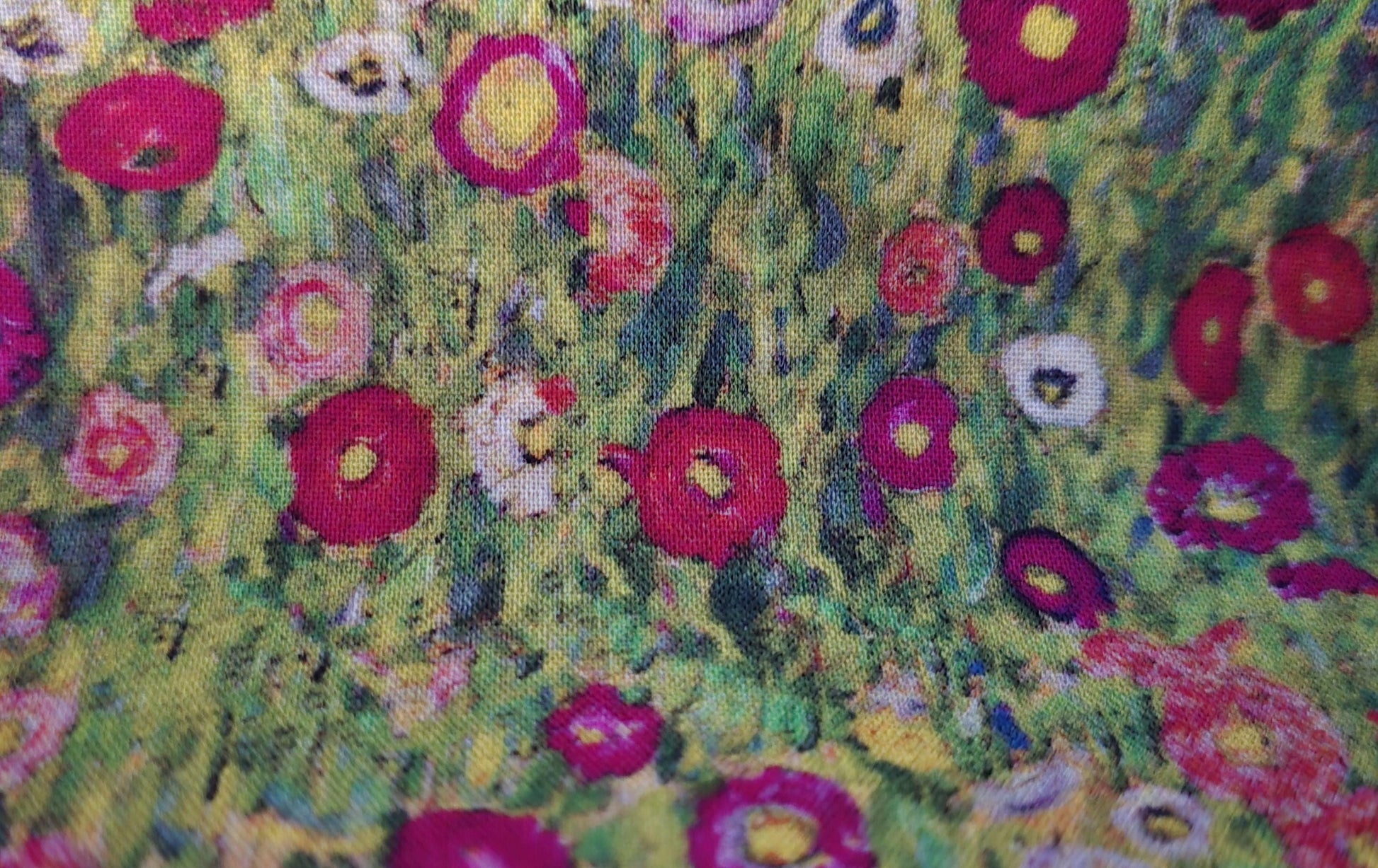 Stylish Gustav Klimt pattern fabric wristlet keychain - made in the UK, handcrafted wristlet keychain, Farm Flowers