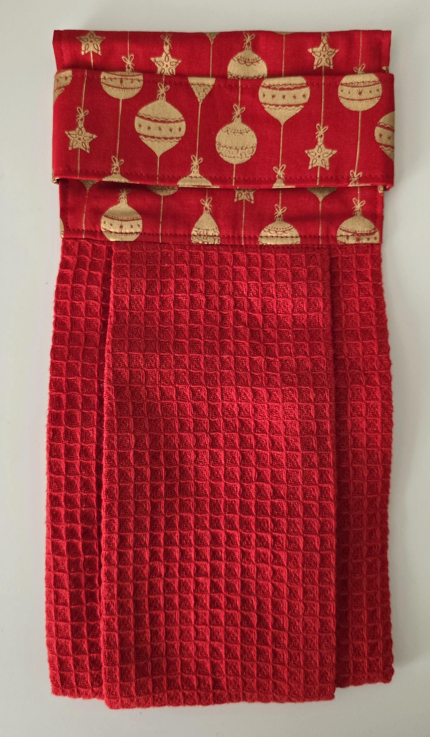 Red Christmas Kitchen Towel, Hanging Hand Towel, Holiday Decor