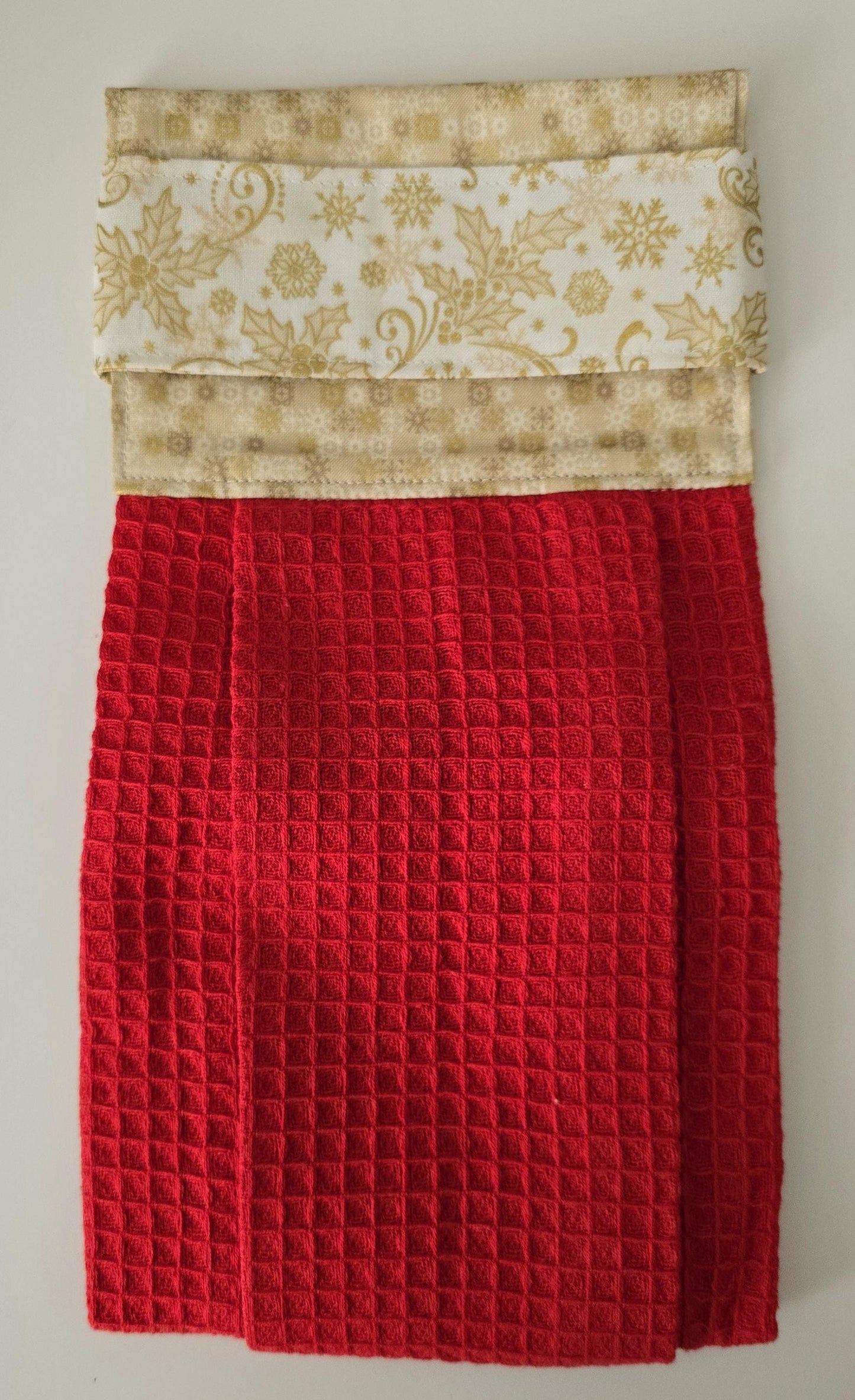 Red Christmas Kitchen Towel, Hanging Hand Towel, Holiday Decor