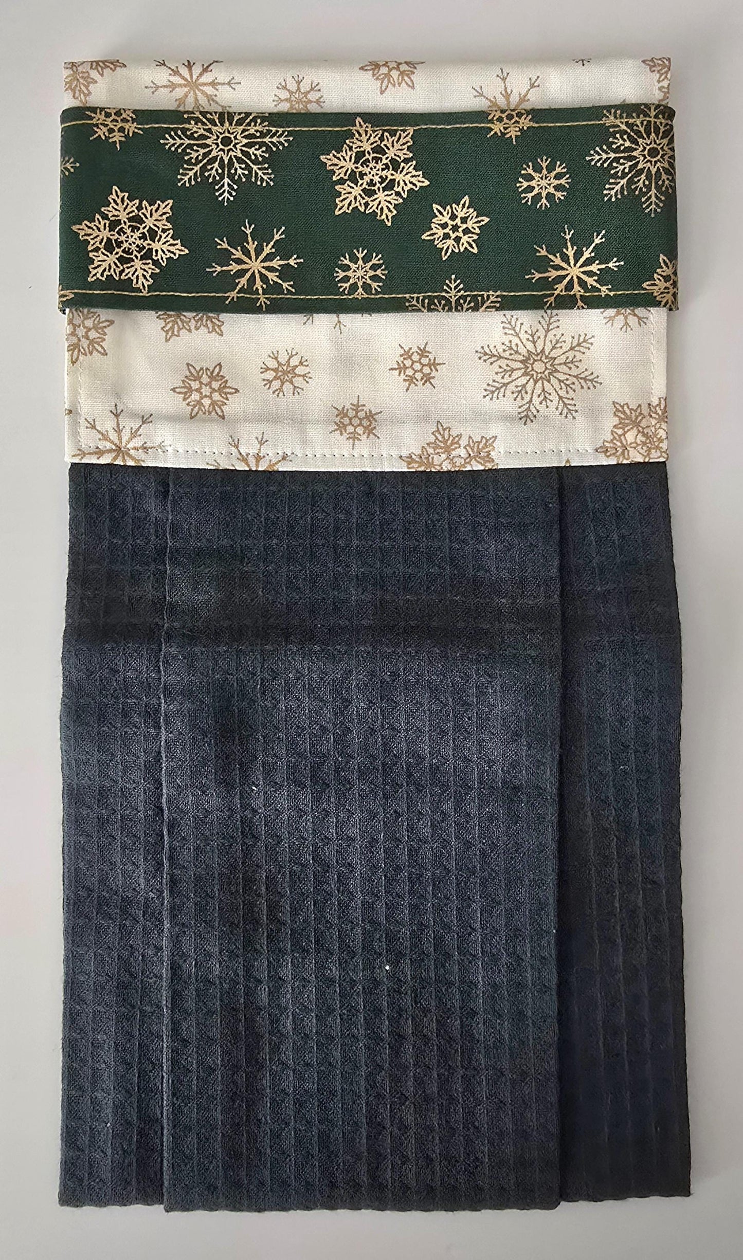 Green Christmas Hanging Hand Towel, Floral Cotton Kitchen Decor