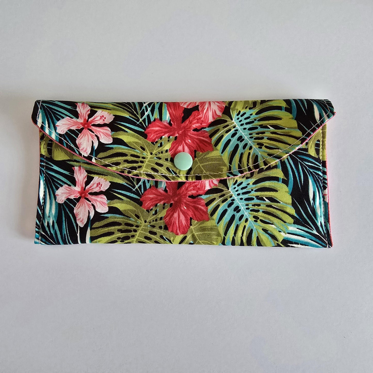 Tropical Fabric Wristlet Keychain: Handcrafted Key Fob