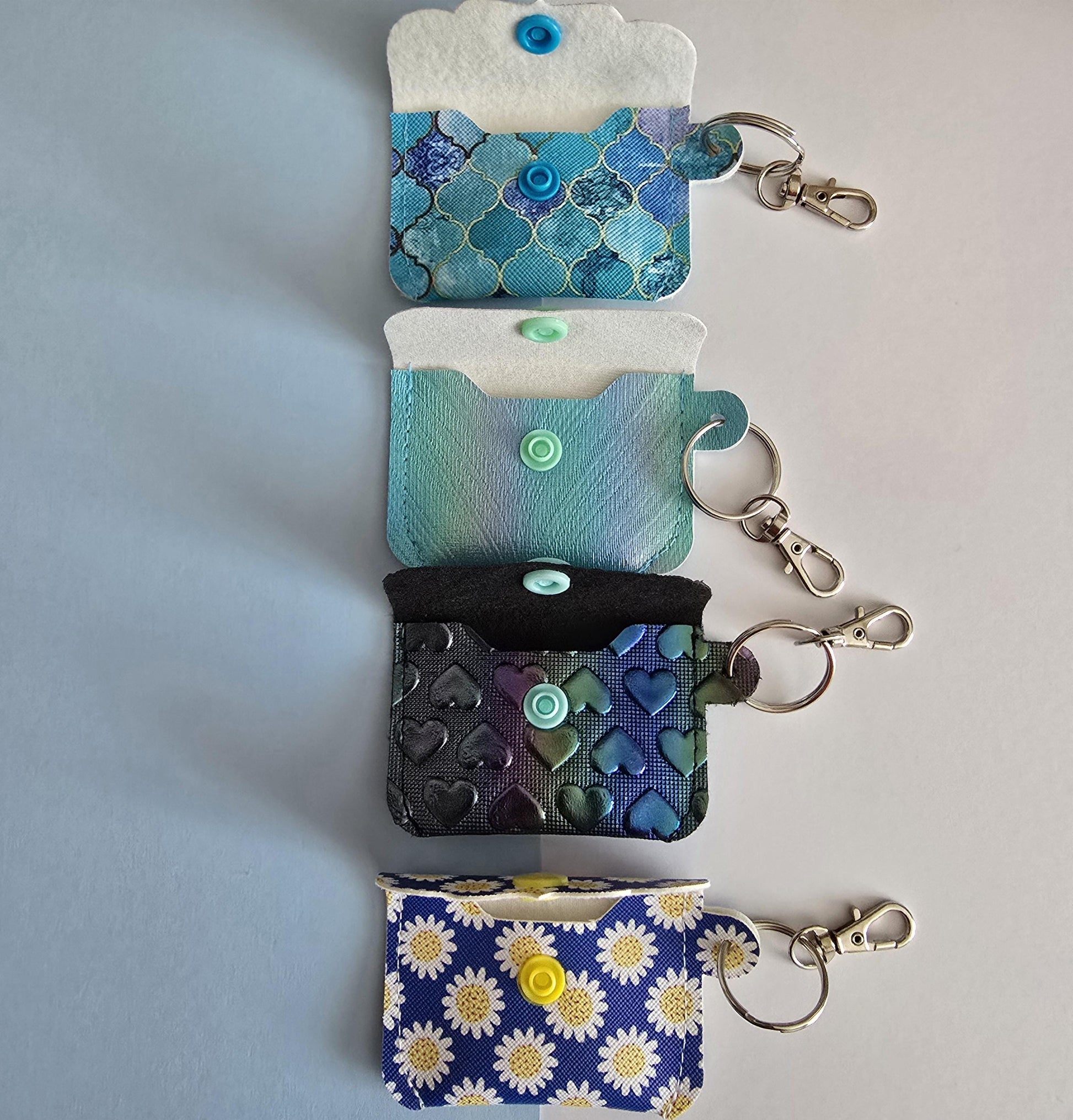 Faux Leather Mini Coin Pouch Keychain: Snap Button Keyring Fob