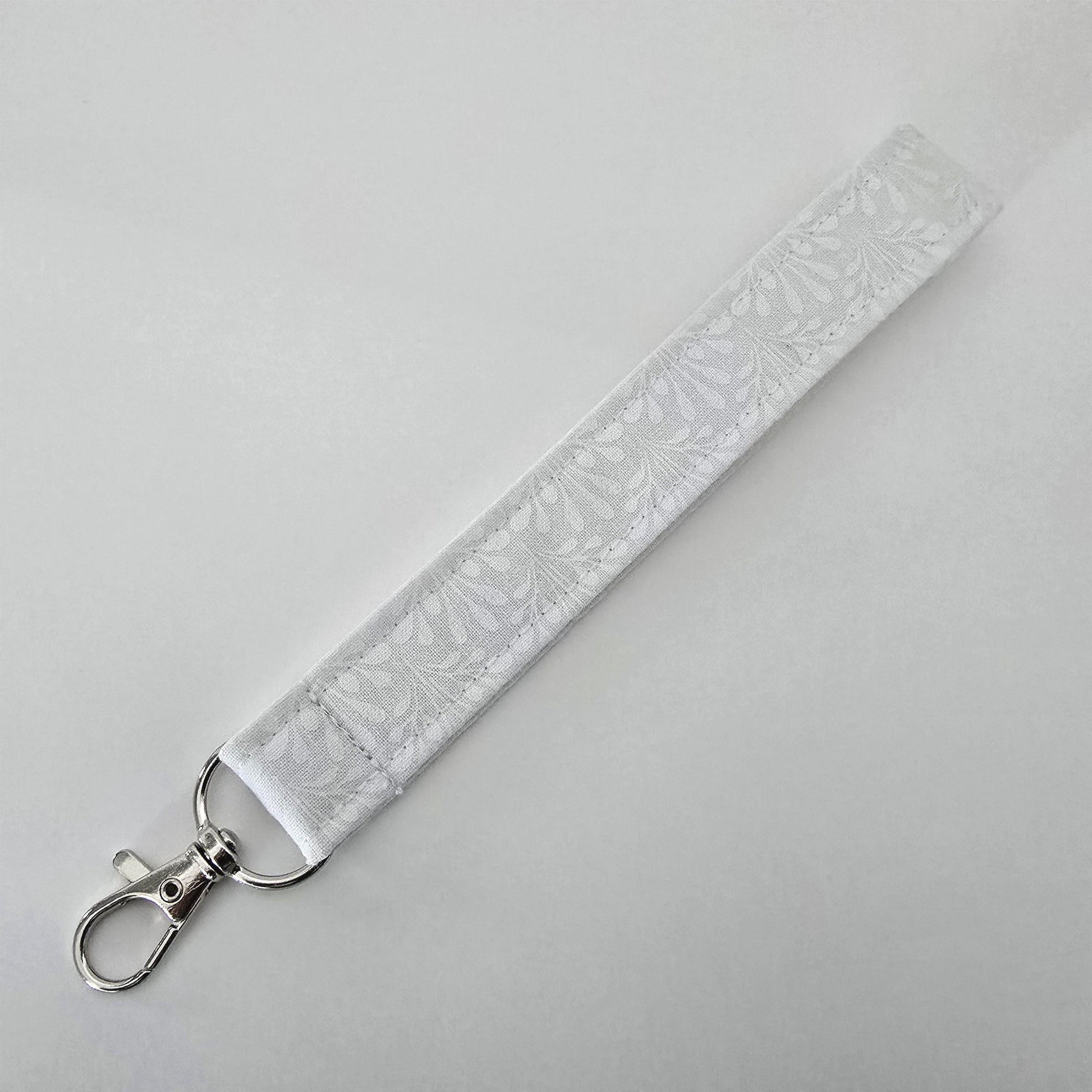 Unique White Collection Fabric Wristlet Keychain: Handmade Key Fob