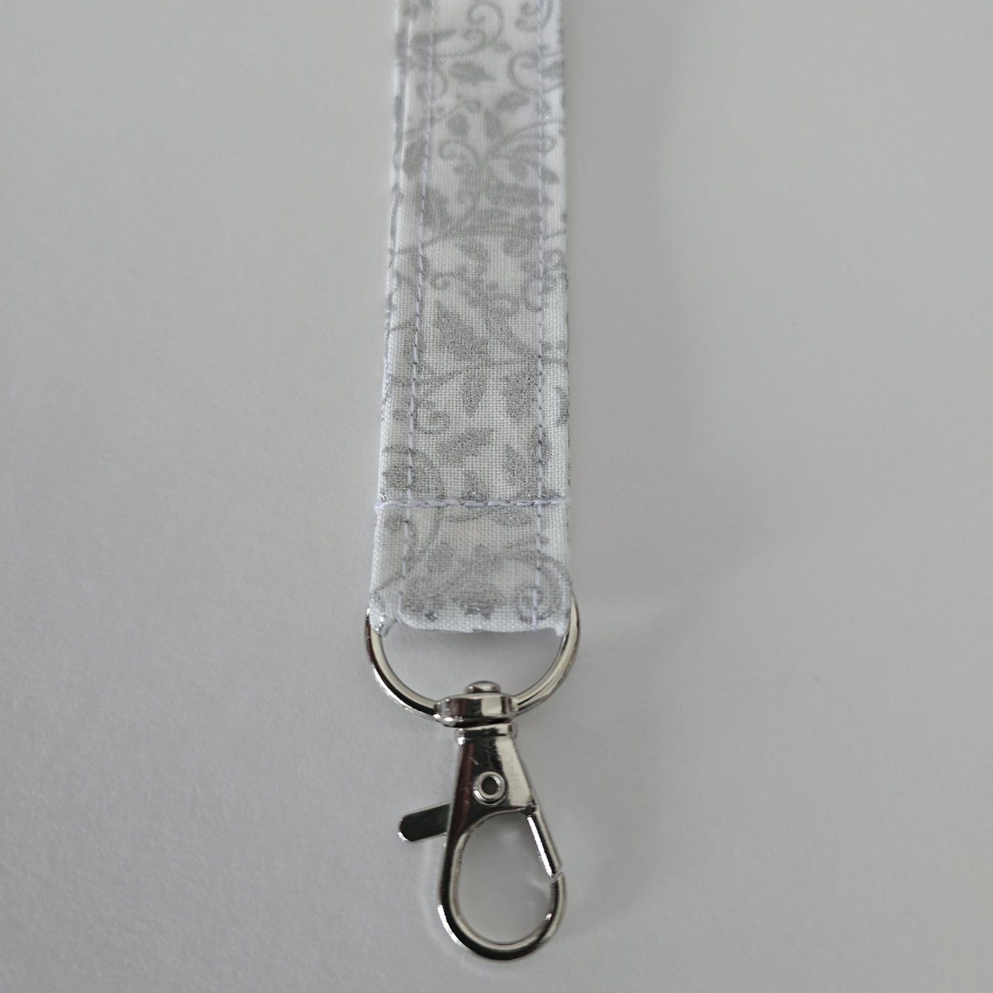 Unique White Collection Fabric Wristlet Keychain: Handmade Key Fob