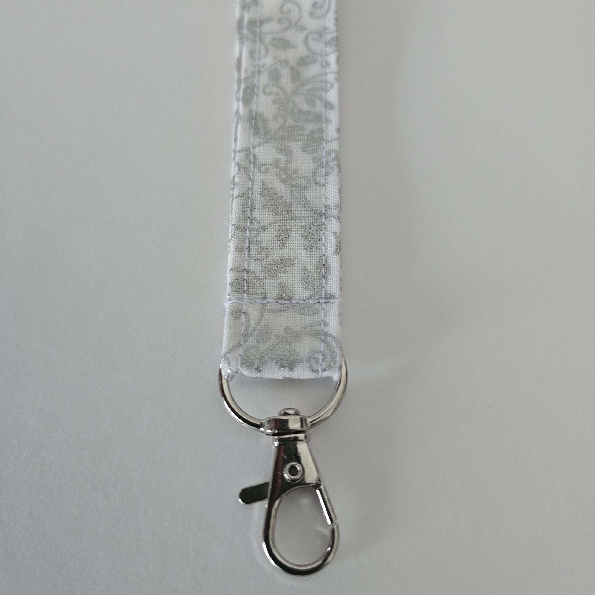 Unique White Collection Fabric Wristlet Keychain: Handmade Key Fob